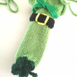 Handknit St Patrick's Day WillyWarmer Shamrock Clover Irish Novelty Gift Green